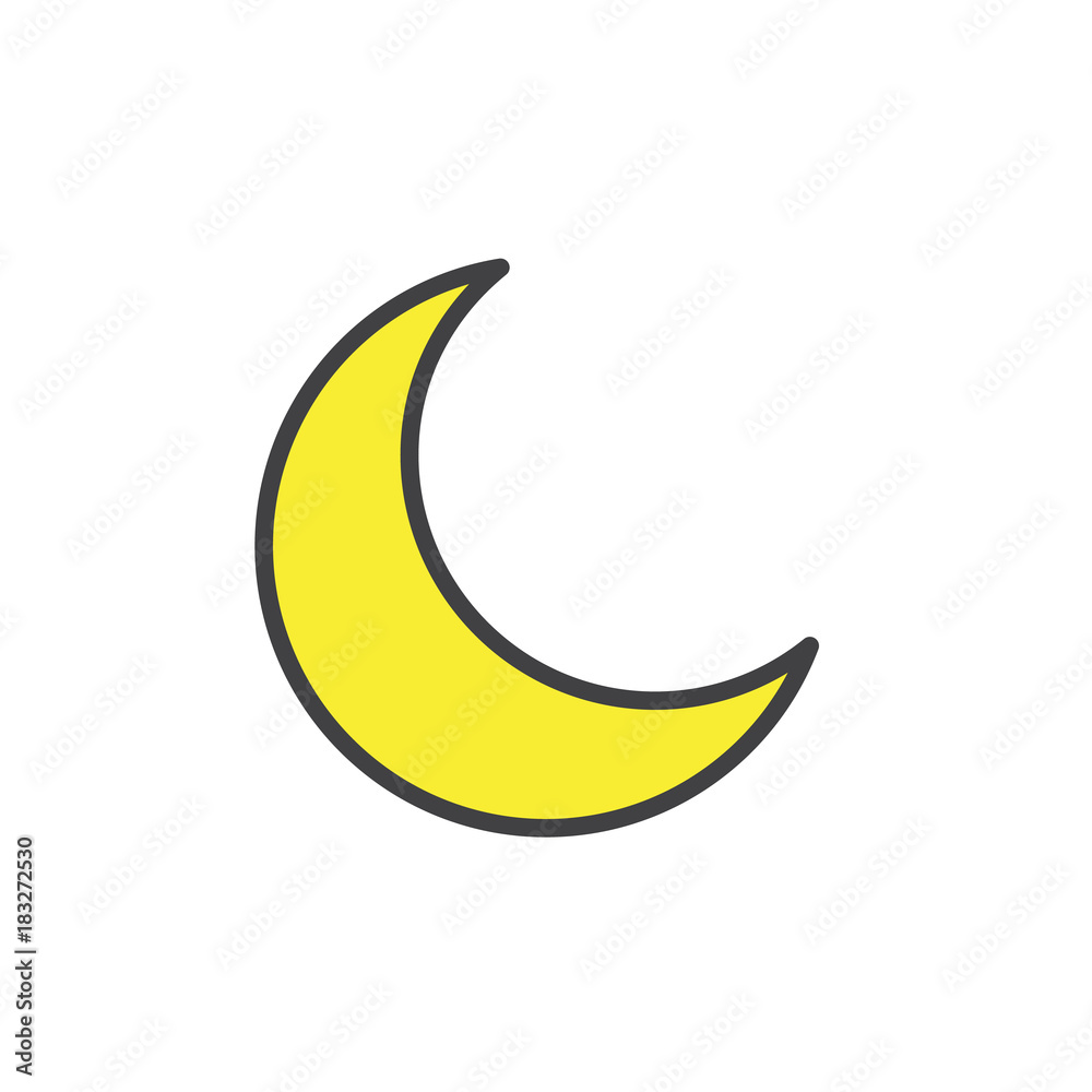 New moon filled outline icon, line vector sign, linear colorful pictogram isolated on white. Crescent symbol, logo illustration. Pixel perfect vector graphics New moon filled outline icon, line vector sign, linear colorful pictogram isolated on white. Crescent symbol, logo illustration. Pixel perfect vector graphics
