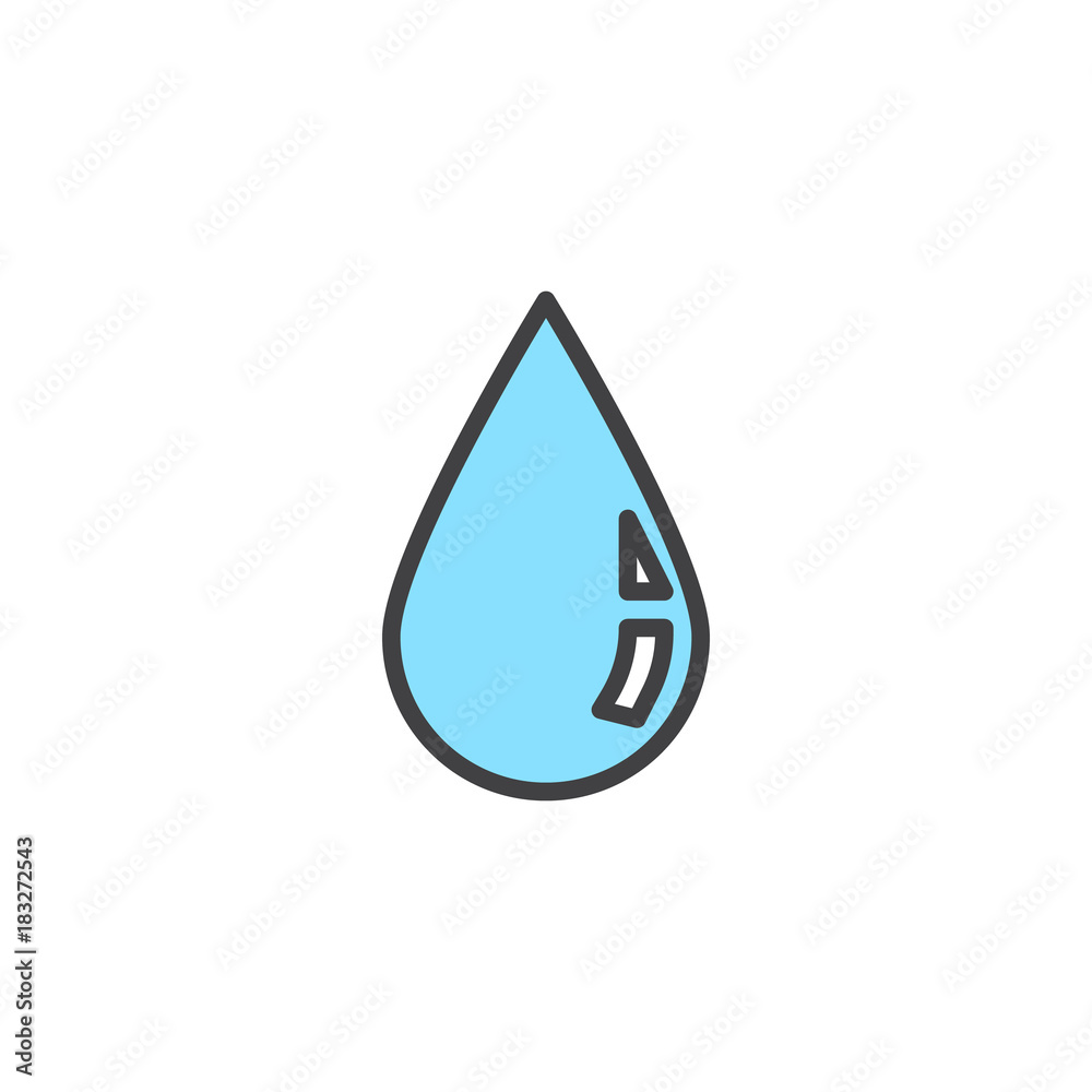 Rain drop filled outline icon, line vector sign, linear colorful pictogram isolated on white. Water droplet symbol, logo illustration. Pixel perfect vector graphics