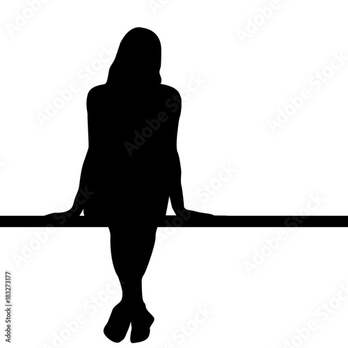 Woman silhouette sitting on a bench