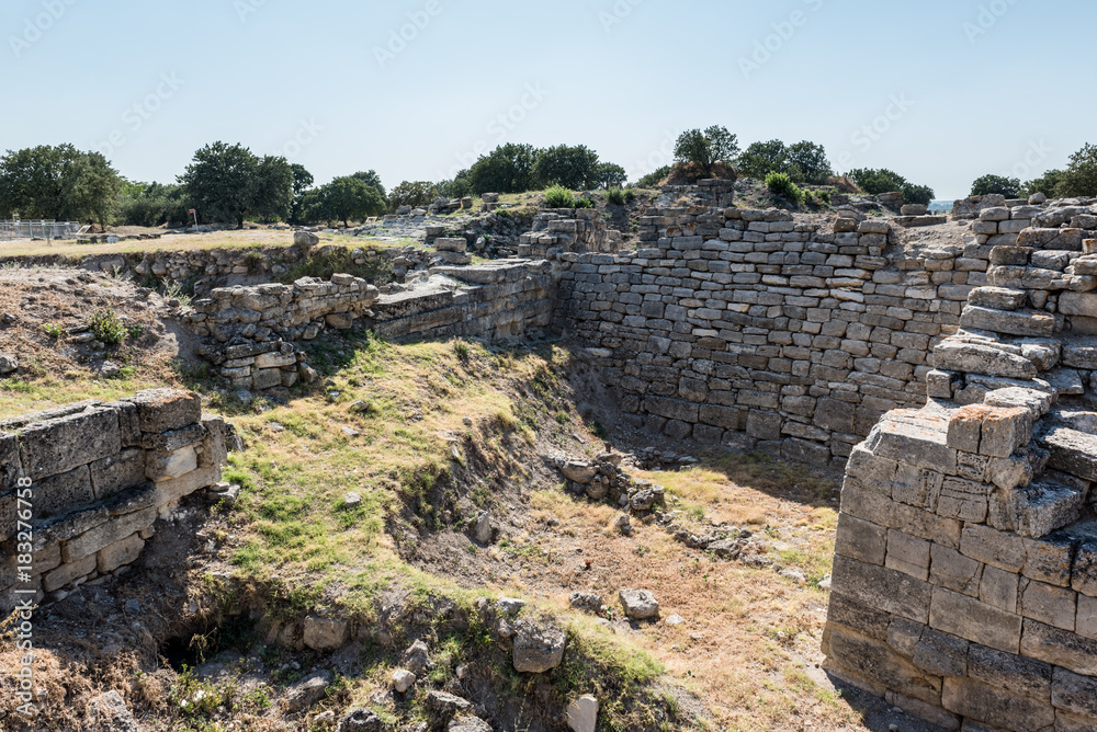  Ruins of ancient city Troy or Trojan in Canakkale, Turkey