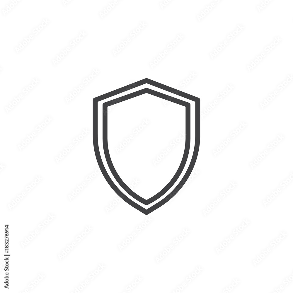 Security shield line icon, outline vector sign, linear style pictogram isolated on white. Protection shield symbol, logo illustration. Editable stroke Security shield line icon, outline vector sign, linear style pictogram isolated on white. Protection shield symbol, logo illustration. Editable stroke
