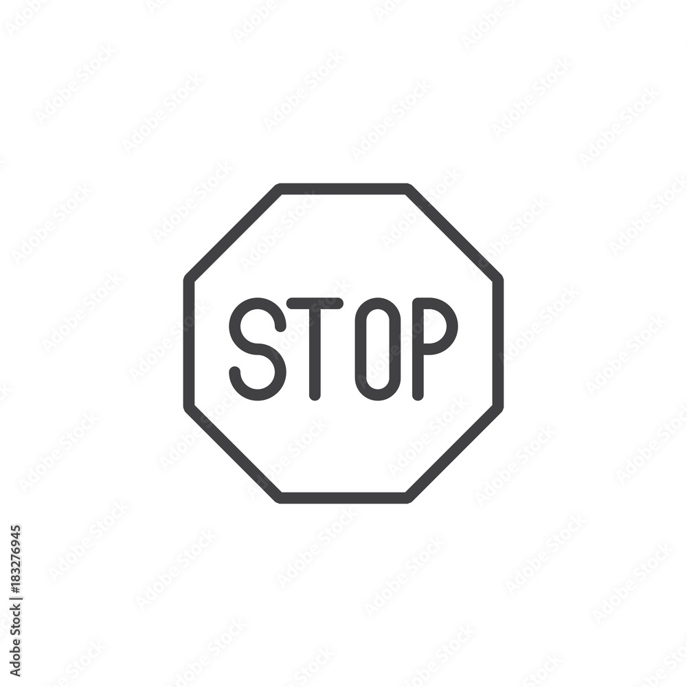 Road sign stop line icon, outline vector sign, linear style pictogram isolated on white. Stop symbol, logo illustration. Editable stroke Road sign stop line icon, outline vector sign, linear style pictogram isolated on white. Stop symbol, logo illustration. Editable stroke