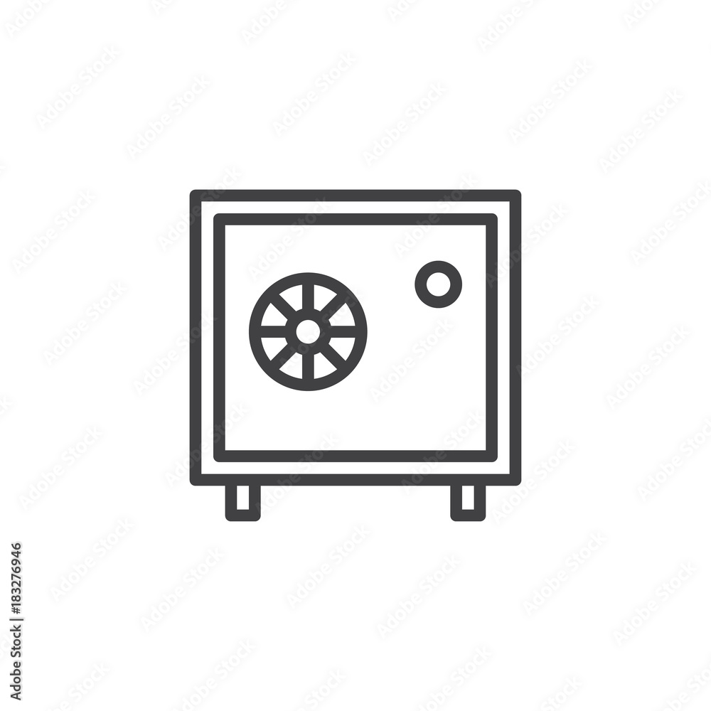 Strongbox line icon, outline vector sign, linear style pictogram isolated on white. Bank safe symbol, logo illustration. Editable stroke Strongbox line icon, outline vector sign, linear style pictogram isolated on white. Bank safe symbol, logo illustration. Editable stroke