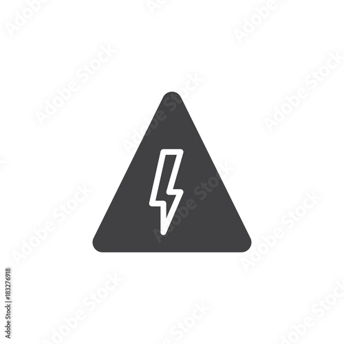 Danger high voltage icon vector, filled flat sign, solid pictogram isolated on white. Lightning arrow triangle symbol, logo illustration.