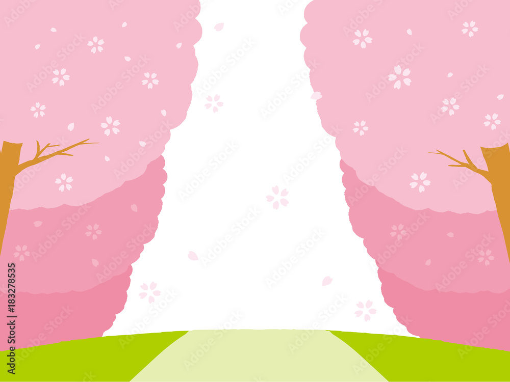 桜並木 背景イラスト Stock Vector Adobe Stock