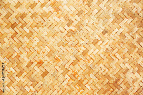 Native Thai style bamboo wall background, natural wickerwork