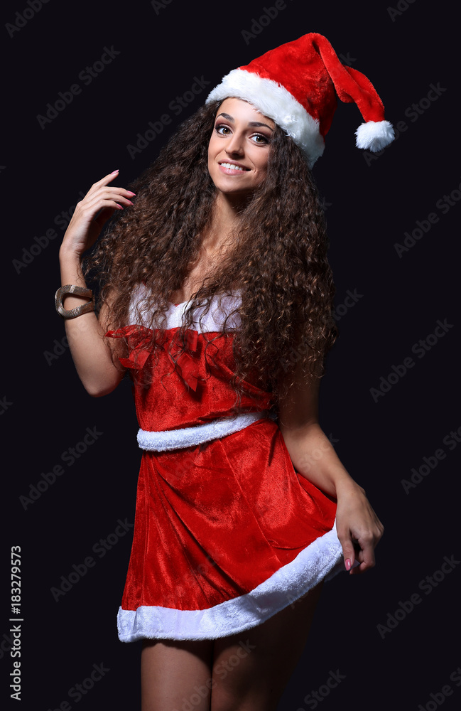 Beautiful woman wearing santa clause costume Beautiful woman wearing santa clause costume