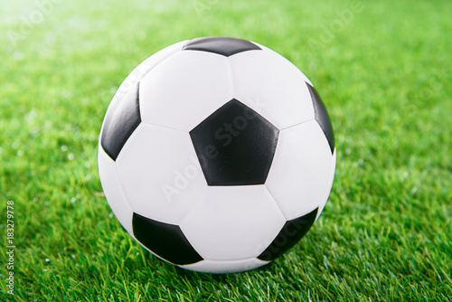 Soccer ball on green turf