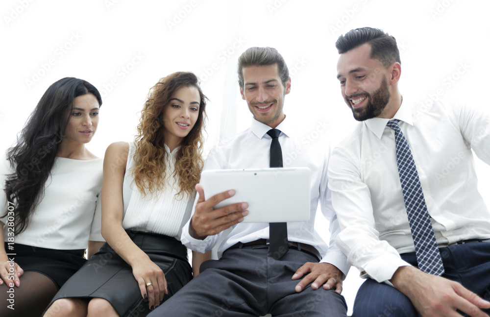 business colleagues with digital tablet. business colleagues with digital tablet.
