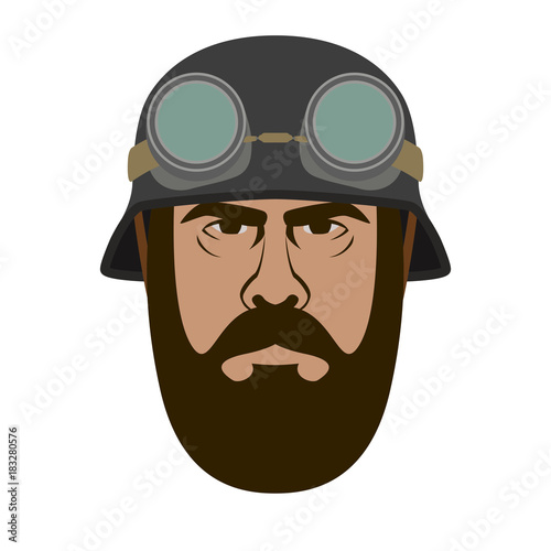man face in helmet vector illustration flat style front