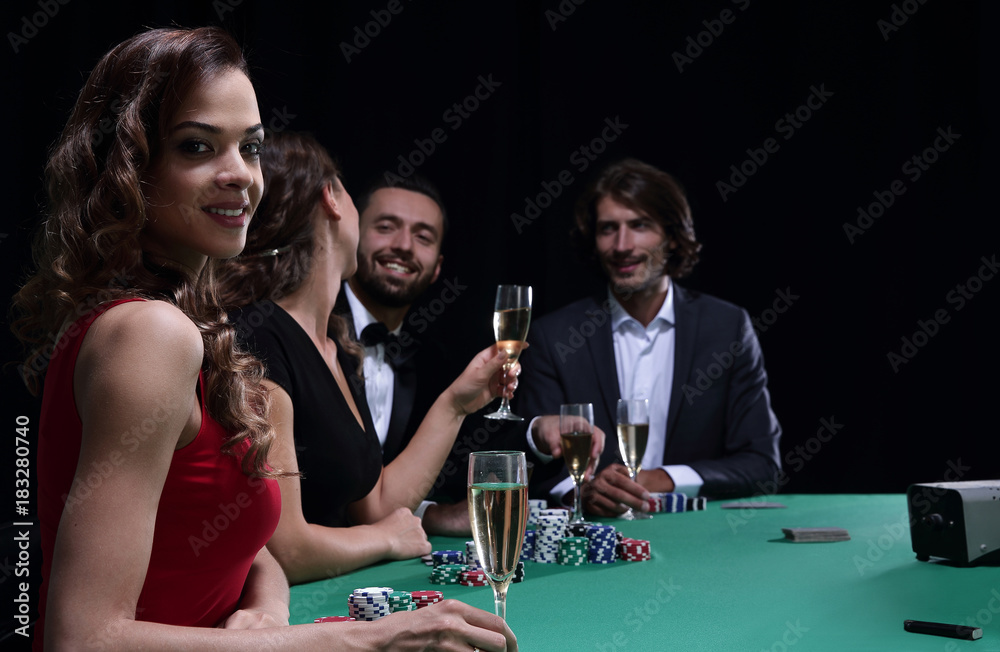 brunette girl in the casino playing poker brunette girl in the casino playing poker