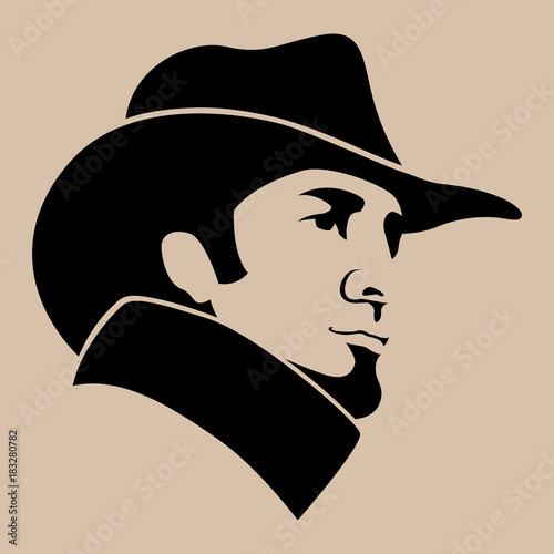 man in hat  face  vector illustration flat style   profile