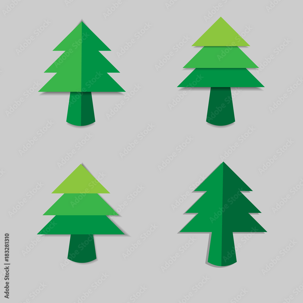 Obraz premium Christmas tree green paper with shadow