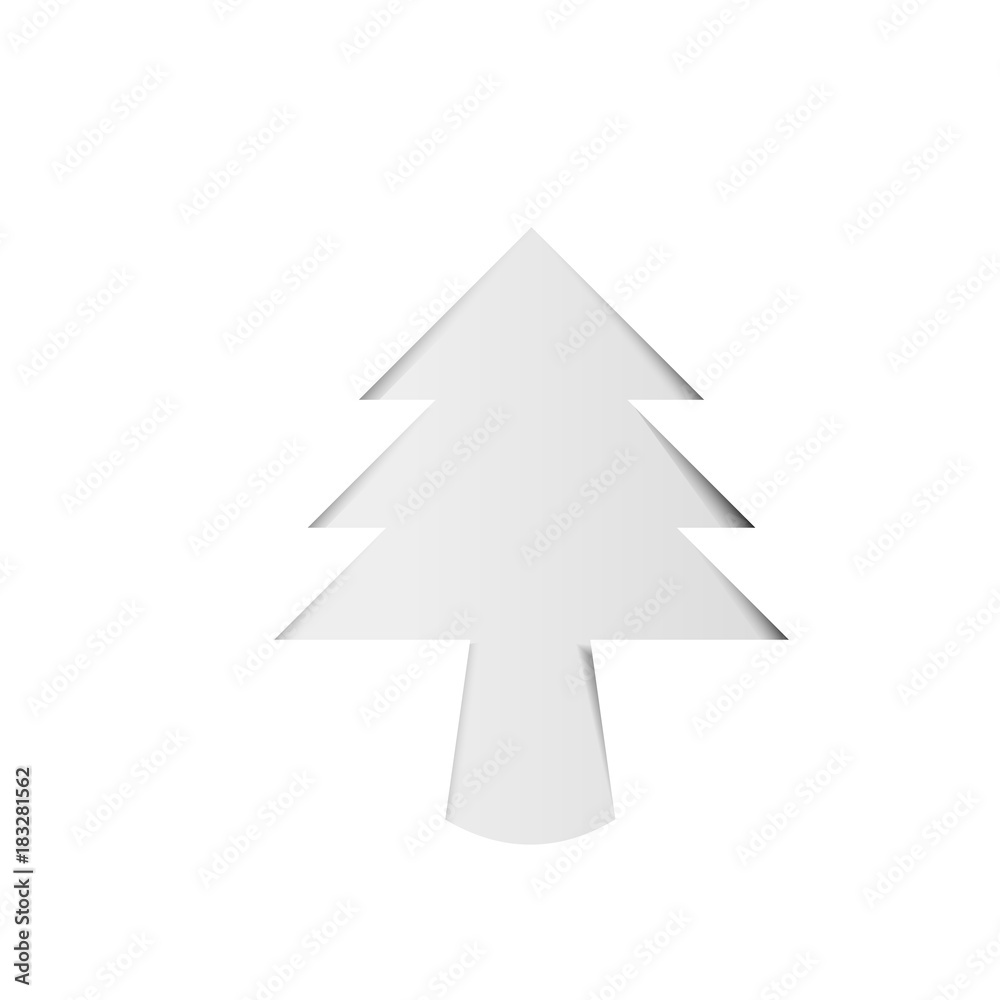 Christmas tree white paper with shadow