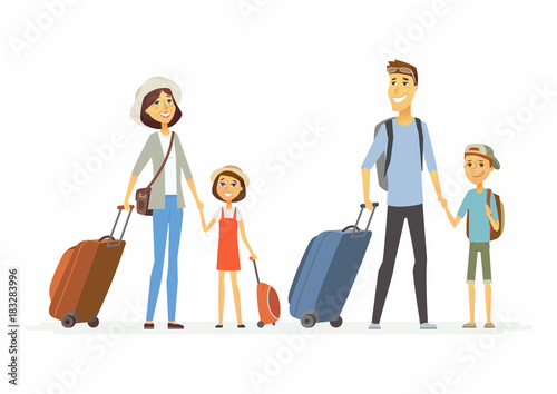 Family on holiday - cartoon people characters isolated illustration
