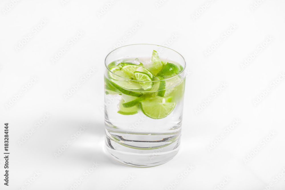 Glass with Water on White Background