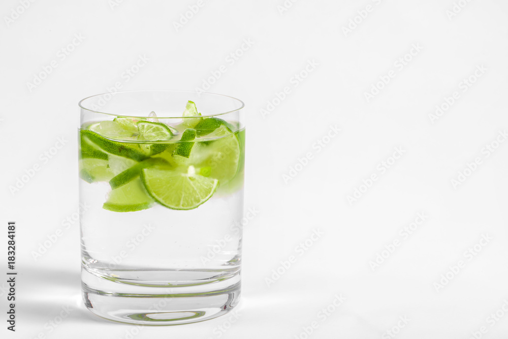 Glass with Water on White Background