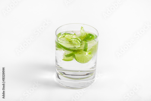 Glass with Water on White Background