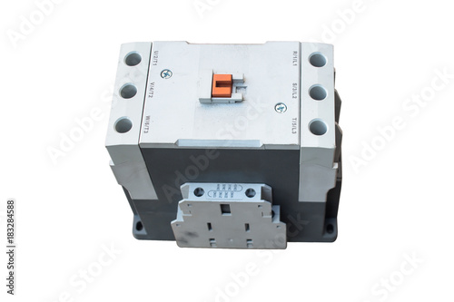 Magnetic contactor on white background