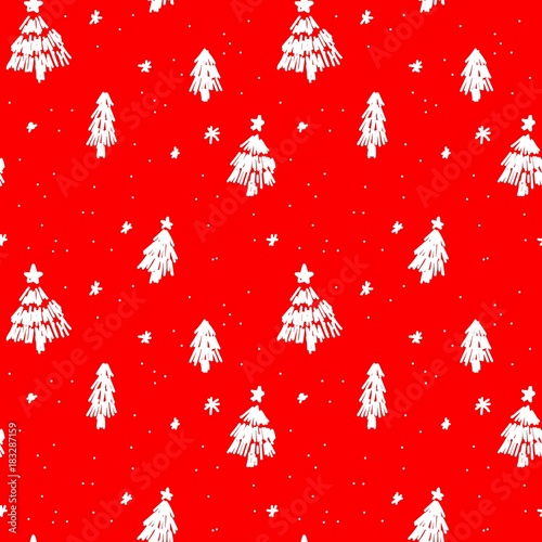 Seamless christmas pattern sketches of natural elements