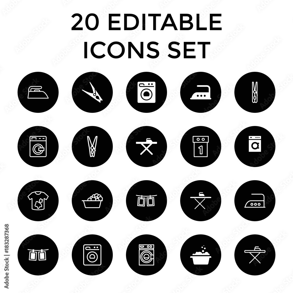 Laundry icons. set of 20 editable filled and outline laundry icons Laundry icons. set of 20 editable filled and outline laundry icons