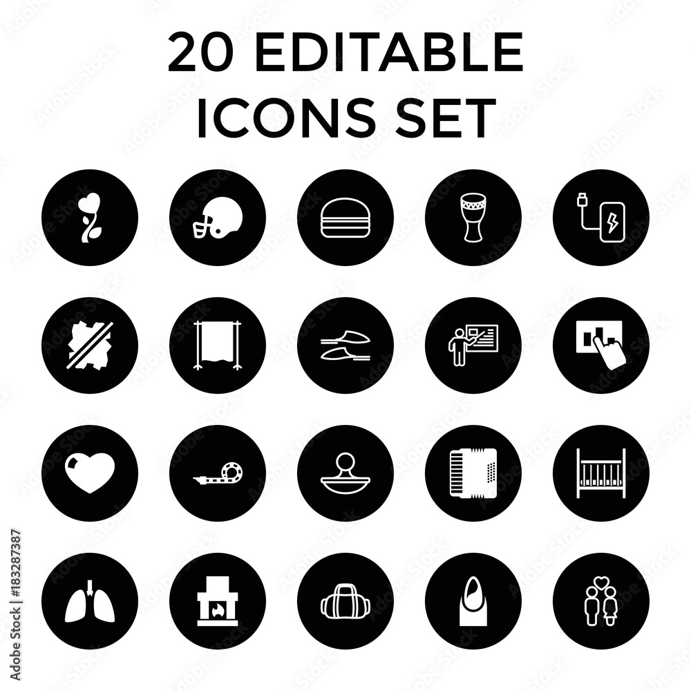 Art icons. set of 20 editable filled and outline art icons