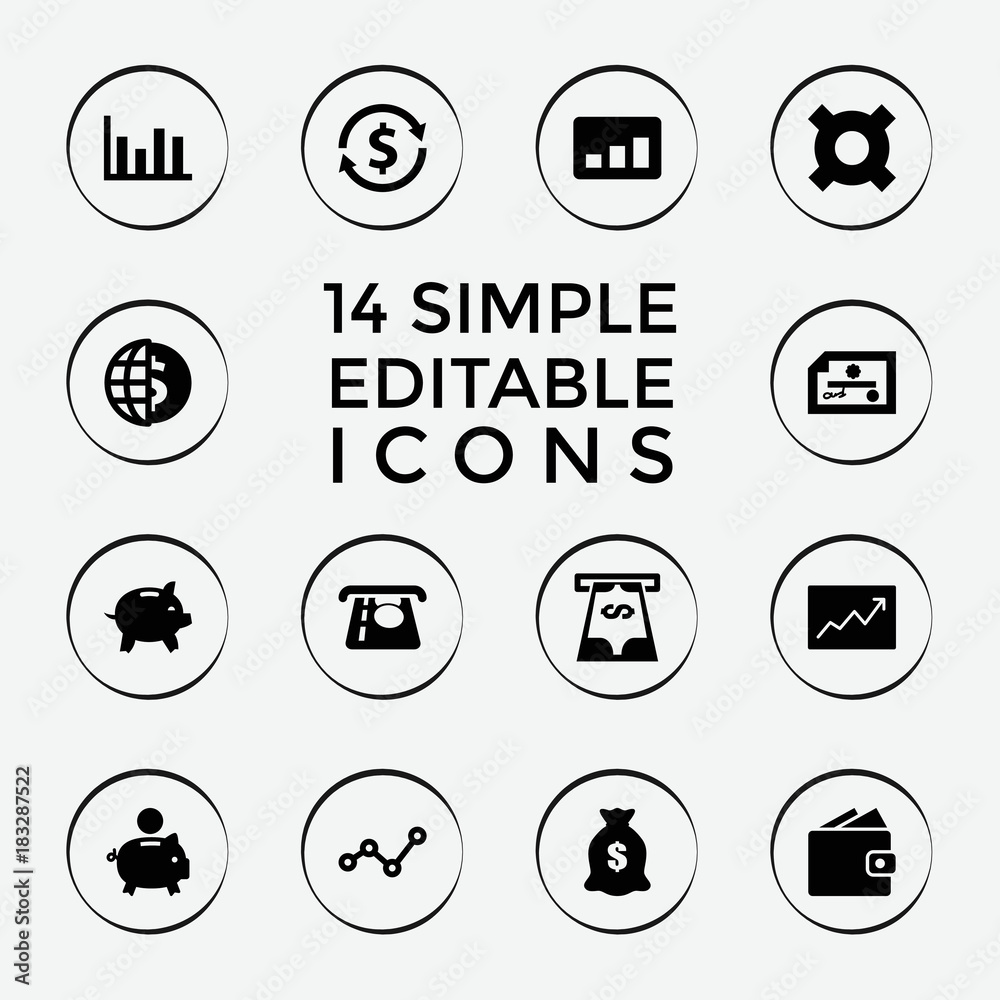 Set of 14 economy filled icons Set of 14 economy filled icons