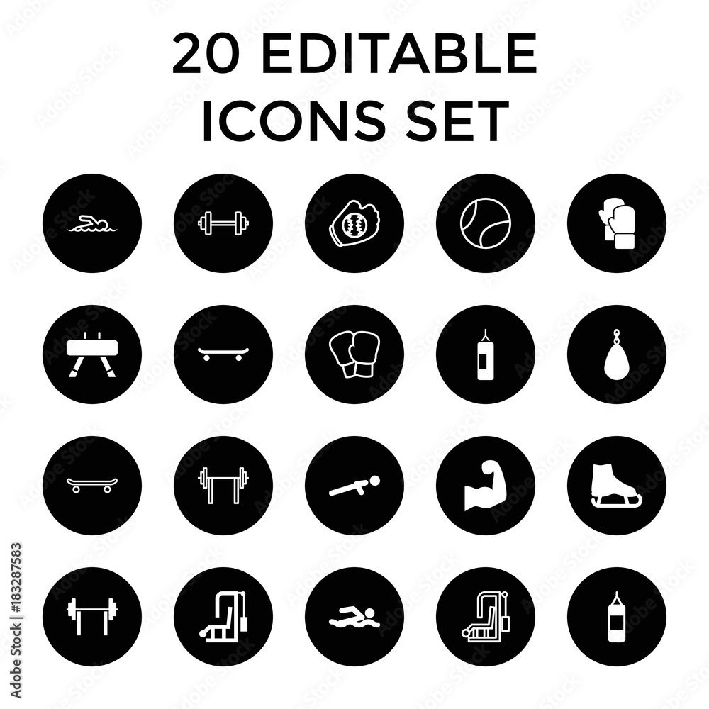 Athletic icons. set of 20 editable filled and outline athletic icons Athletic icons. set of 20 editable filled and outline athletic icons