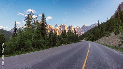 Road Trip on Mountain highway in Rocky Mountains, Banff, Alberta, Canada. © lucky-photo