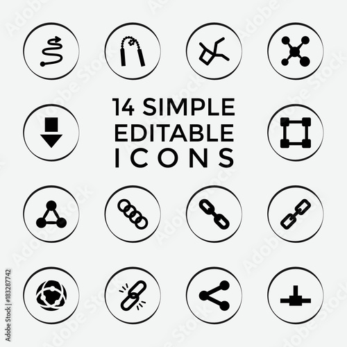 Set of 14 link filled icons