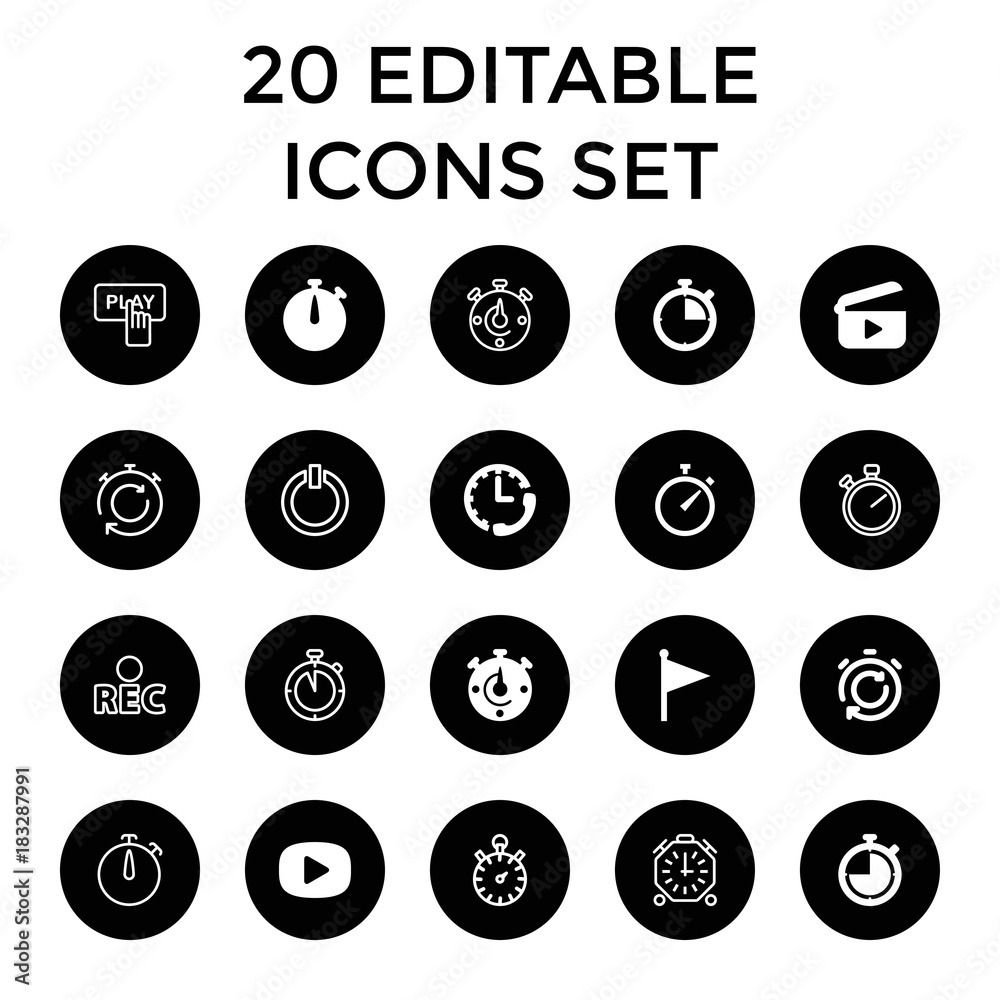 Start icons. set of 20 editable filled and outline start icons Start icons. set of 20 editable filled and outline start icons