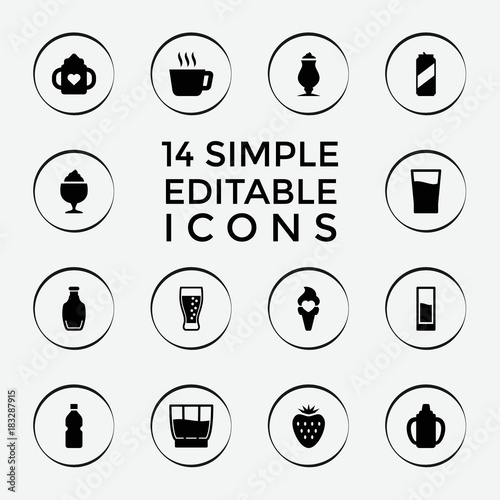 Set of 14 refreshment filled icons