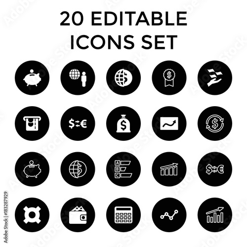 Economy icons. set of 20 editable filled and outline economy icons
