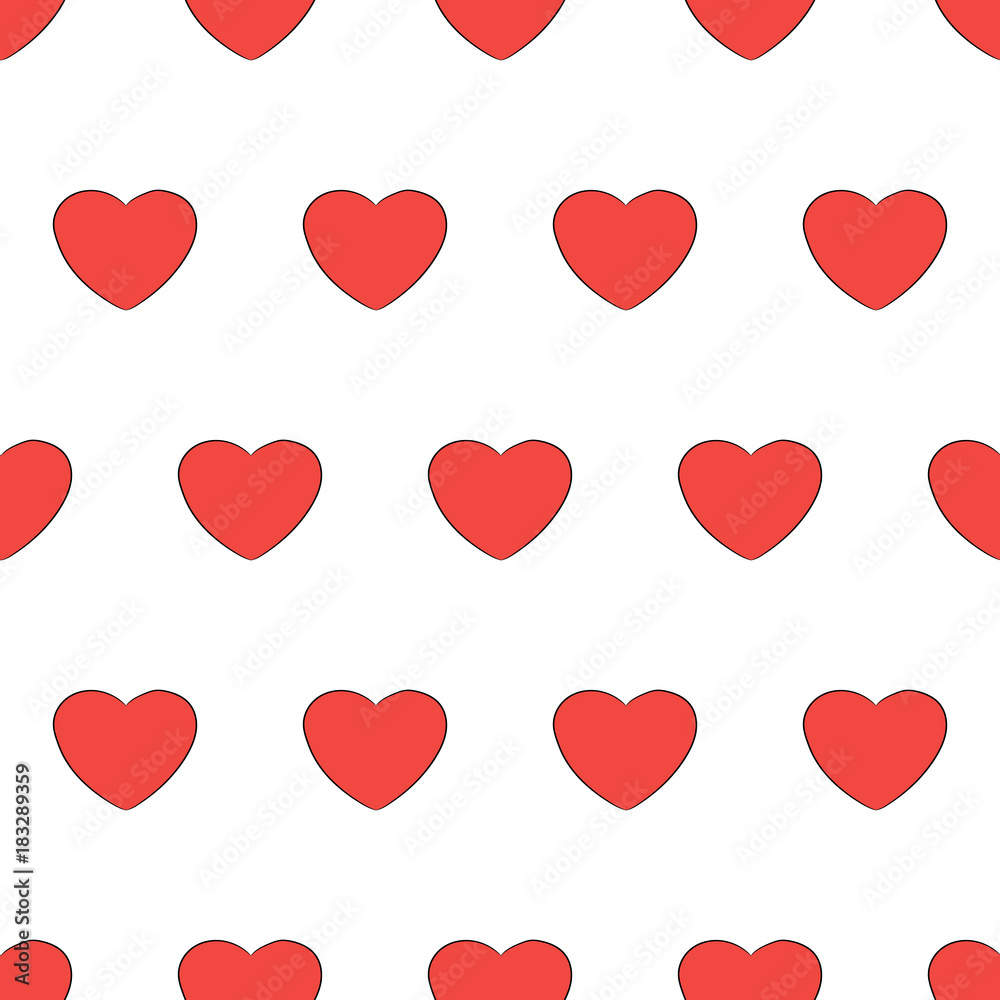 Seamless pattern from heart red icon vector love sign isolated on white background Seamless pattern from heart red icon vector love sign isolated on white background