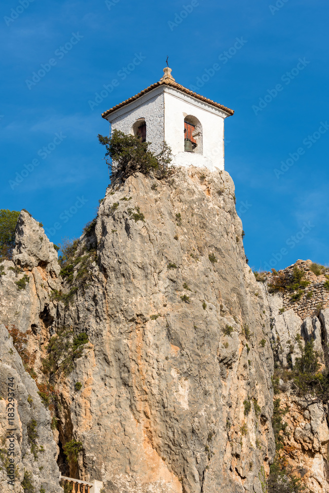 Famous Bell Tower at Guadalest castle. Alicante, Spain.