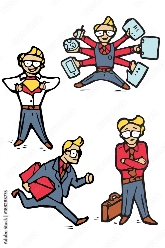Businessman cartoon icons set