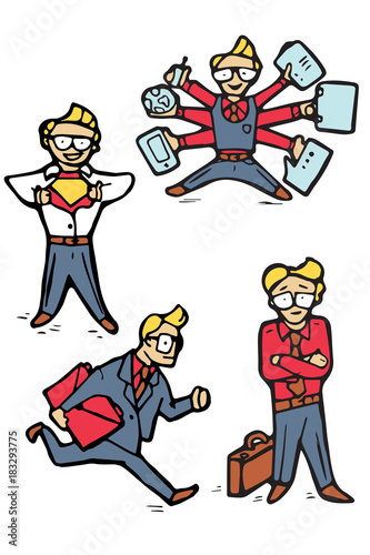 Businessman cartoon icons set