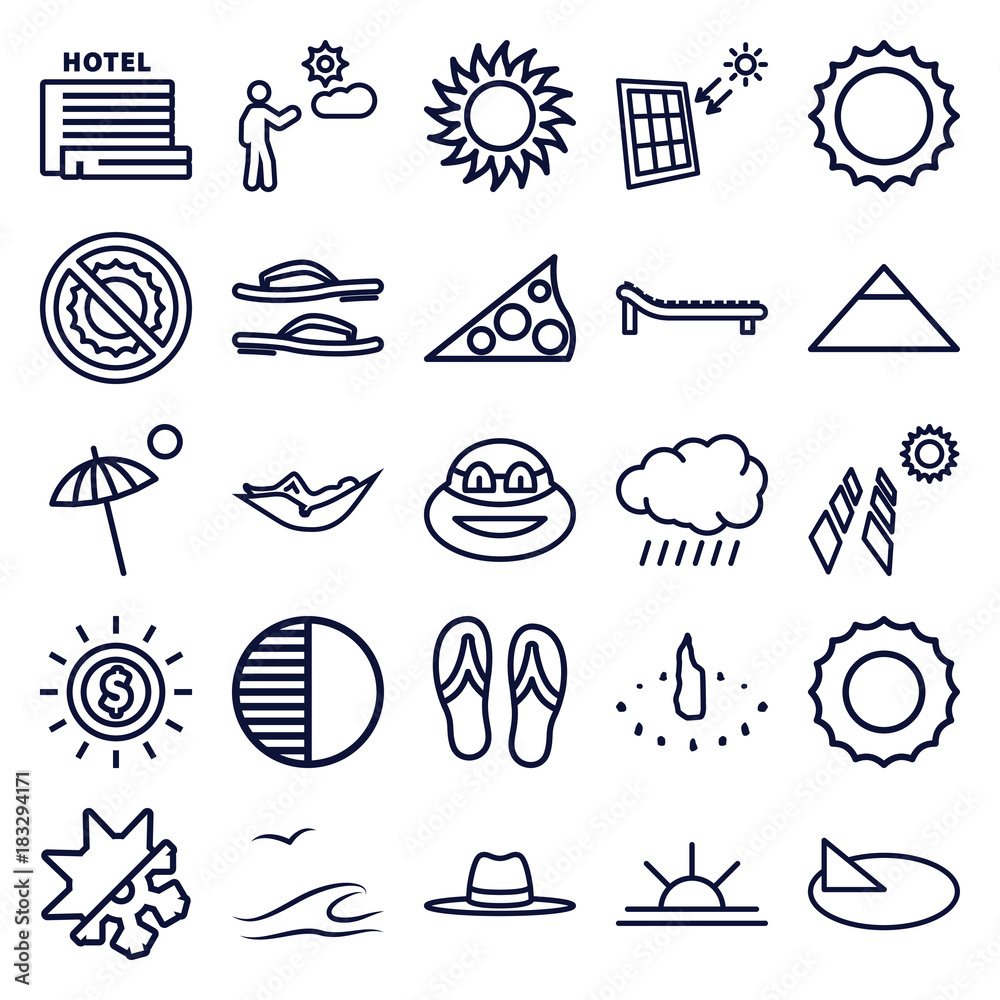 Set of 25 sun outline icons Set of 25 sun outline icons