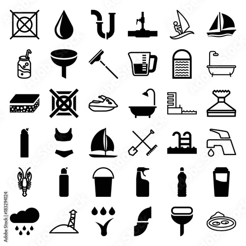 Set of 36 water filled and outline icons