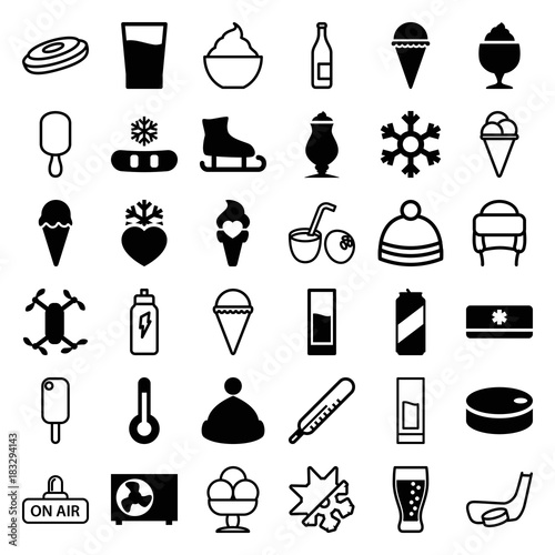 Set of 36 cold filled and outline icons