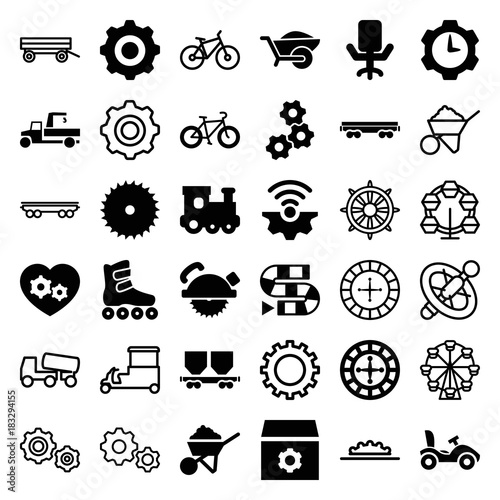 Set of 36 wheel filled and outline icons
