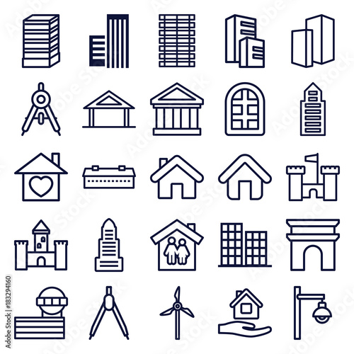 Set of 25 architecture outline icons