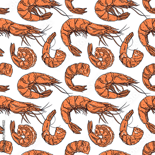 seamless different shrimps