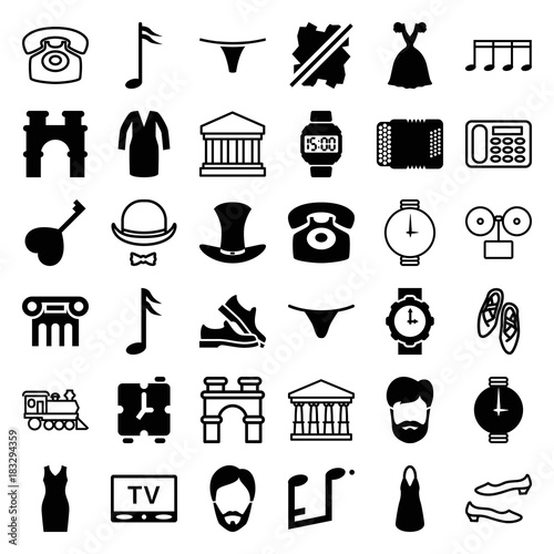 Set of 36 classic filled and outline icons