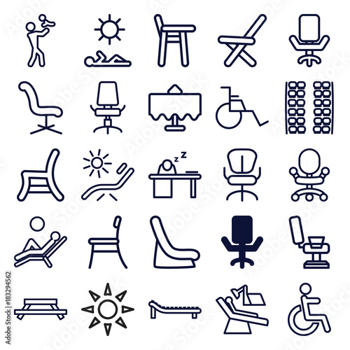 Set of 25 chair outline icons