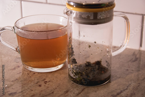 loose leaf tea in a teapot being brewed