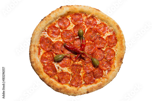 italian pizza on white background isolated photo