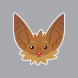 Bat emotional head. Surprised emoji. Smiley icon.
