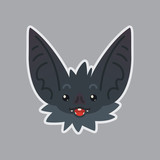 Bat sticker. Emoji. Vector illustration of cute Halloween bat vampire shows surprised emotion.