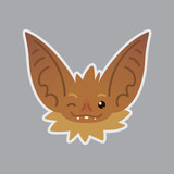 Bat emotional head. Blink eye emoji. Smiley icon.